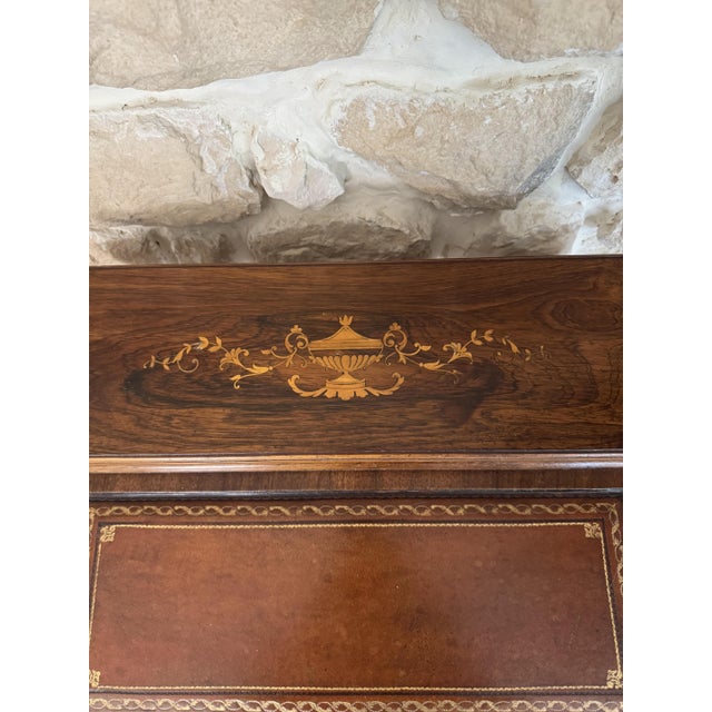 Antique Edwardian Marquetry Ladies Wring Desk with Small Leather Top Workspace, 1920s For Sale - Image 17 of 18