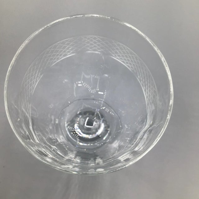 Morgantown "Eton" Water Goblets Cut Ball Stem, With Cross Hatch Band -Set of 5 Crystal Glasses For Sale - Image 11 of 13