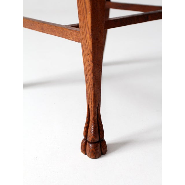Brown Antique Oak Splat Back Side Chairs Pair For Sale - Image 8 of 14