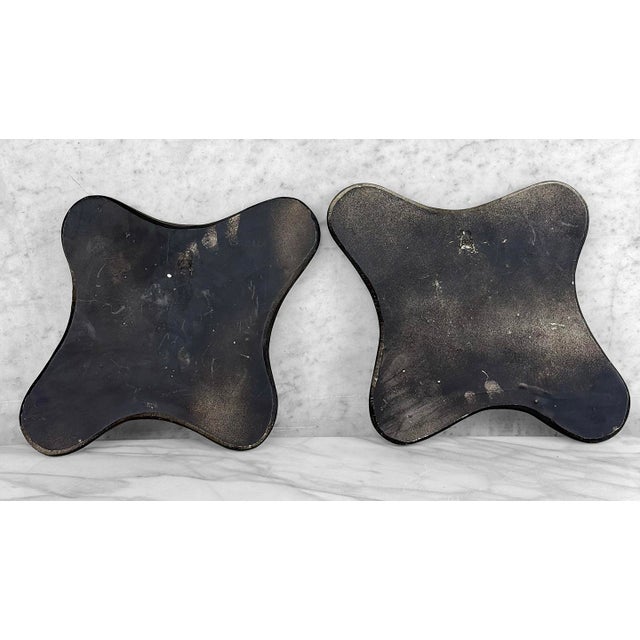 Mid-Century Modern Mid-Century Asian Black Chalkware Amoebic Wall Hanging Sculptures - A Pair For Sale - Image 3 of 10