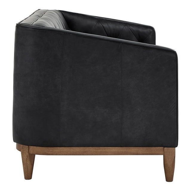 Experience the Classic Heritage & Contemporary Clean Lines With the Monrowe Leather Loveseat. For Sale In Raleigh - Image 6 of 12