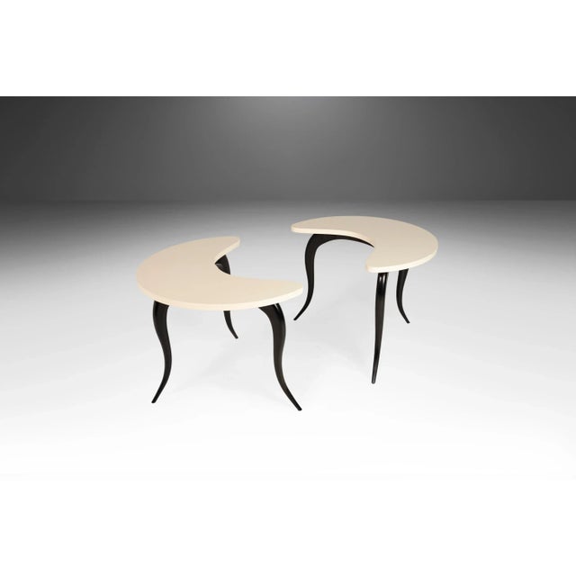 Cream Circa 1970s Art Deco Serpentine Coffee Table & Side Tables After Osvaldo Borsani - Set of 3 For Sale - Image 8 of 12