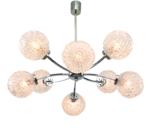Mid-Century Italian Eight-Arm Chrome and Crystal Chandelier, 1960s