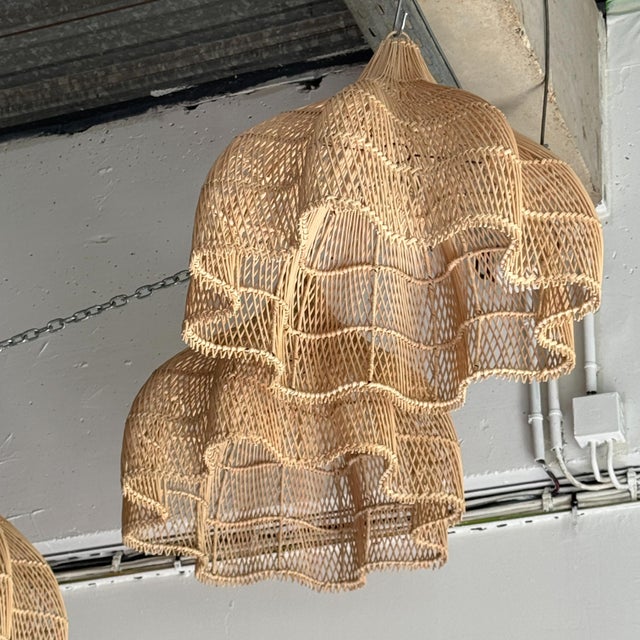 Rattan Tulip Pendant Light, 1980s For Sale - Image 4 of 10
