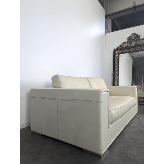 2000 - 2009 Two-Seater Cream Leather Sofa from Rivolta, Italy For Sale - Image 5 of 11