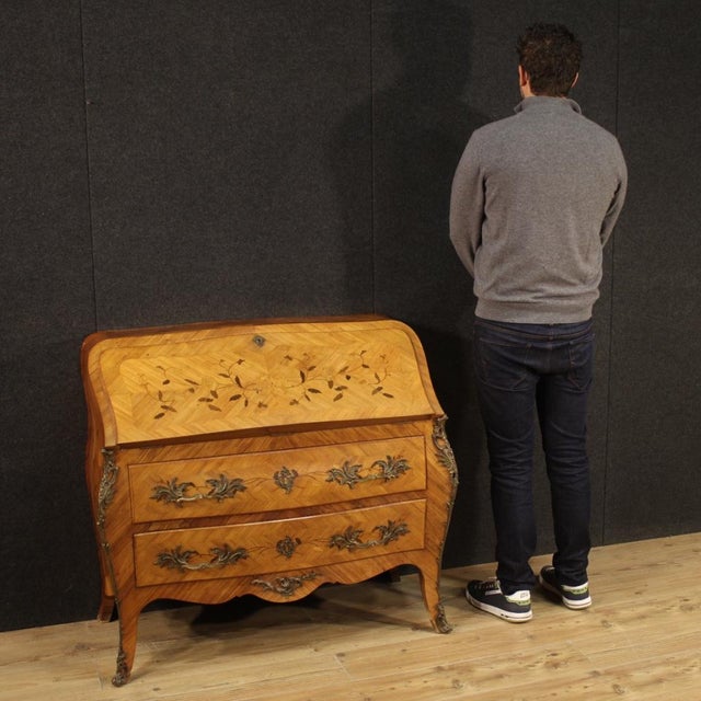 Brown 20th Century French Inlaid Bureau, 1960s For Sale - Image 8 of 13
