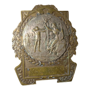 High Quality Antique 1931 Dutch Silver Plated Bronze Archery Trophy Award Medal