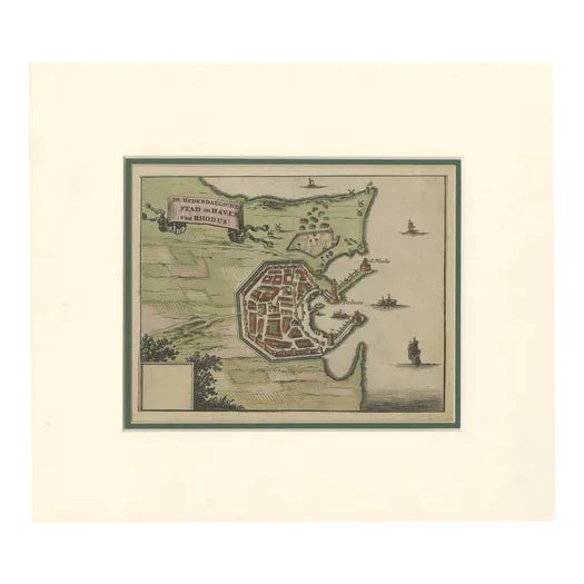 Map of City and Harbour of Rhodes by Olfert Dapper, 1688 | Chairish