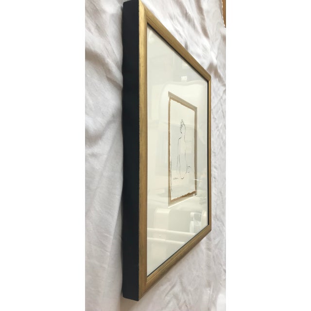 Contemporary Leslie Poteet Busker Original Fine Art “Figure No. 240” Contemporary Figurative Pen and Ink Drawing, Framed For Sale - Image 3 of 4