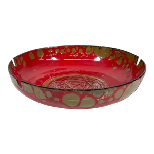 1960s Hanova of Pasadena Red Enamel Ashtray California