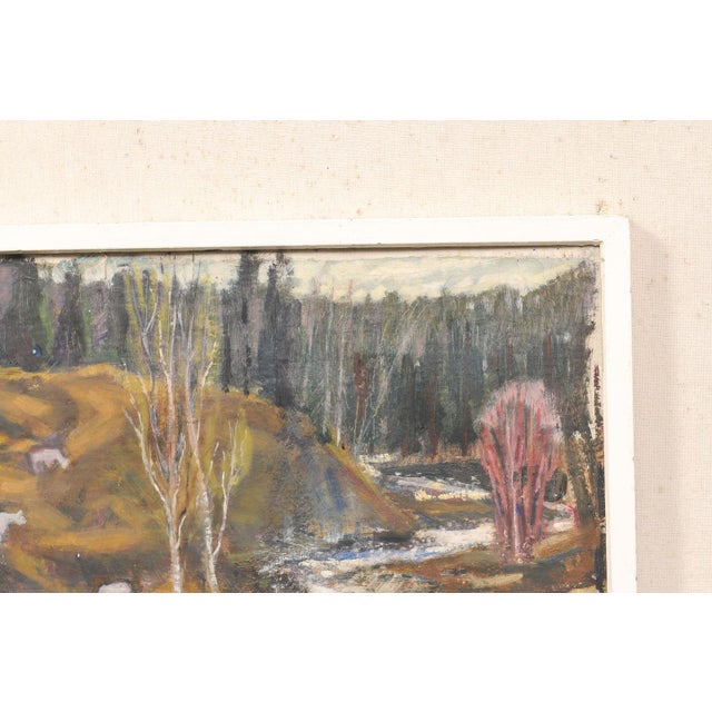 Swedish Riverscape With Cows Painting, c.1970s For Sale - Image 10 of 11