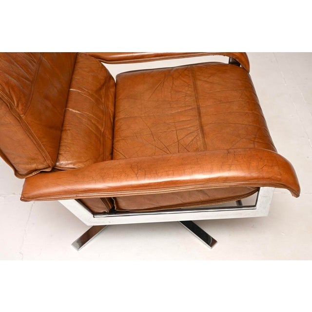 Vintage Leather and Chrome Swivel Armchair from Pieff, 1970 For Sale - Image 9 of 11