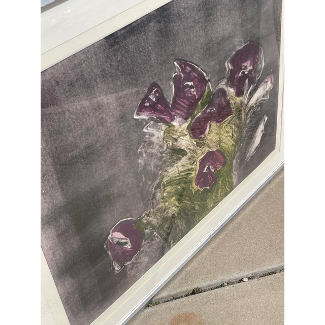 1970s Fritz Scholder Botanical Monotype "Purple Petunias #2" For Sale In Phoenix - Image 6 of 13