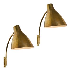 Large 1950s Lisa Johansson Pape #3055 Brass Wall Lamps for Stockmann - a Pair