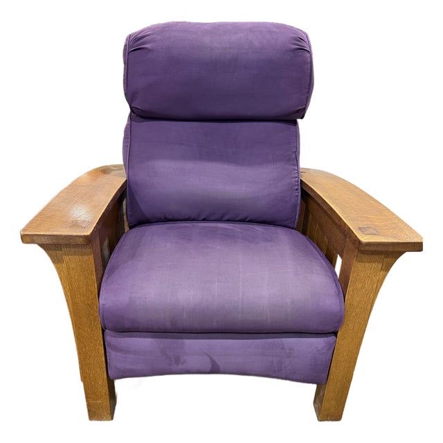 Stickley Furniture Recliner With Oak Frame For Sale