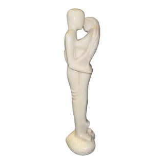 Mid-Century Modern Abstract Carved Stone Figural Sculpture on Heart Base For Sale