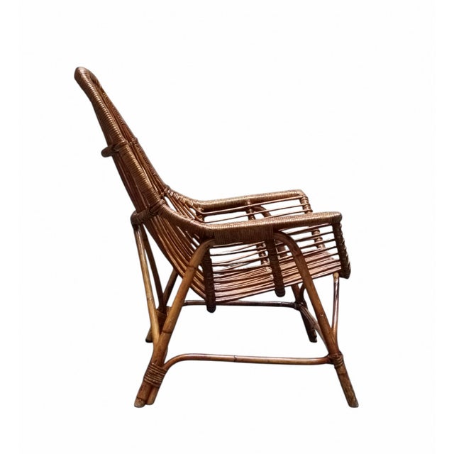 Rattan Armchairs by George Coslin for Gervasoni, Italy, 1960s, Set of 4 For Sale - Image 6 of 8
