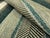 56" wide designer woven geometric stripe herringbone upholstery fabric in taupe, beige, and teal green. Price is per yard.