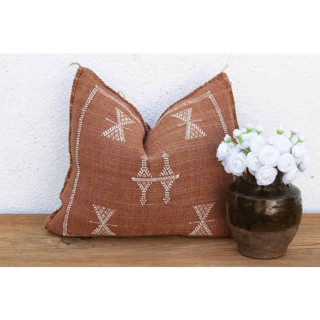 Copper Rust Sentinel Cactus Silk Moroccan Pillow For Sale - Image 8 of 8