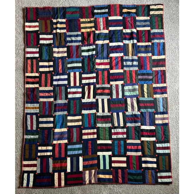 Beautiful antique hand made patchwork quilt, rail fence pattern. From an estate in upstate New York. Quilt measures 64” x...