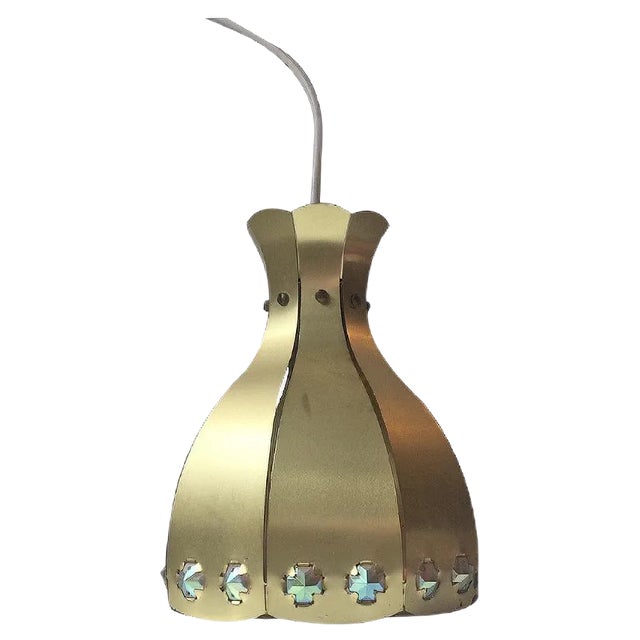 Vintage Danish Brass Pendant Lamp from Coronell Elektro, 1970s For Sale