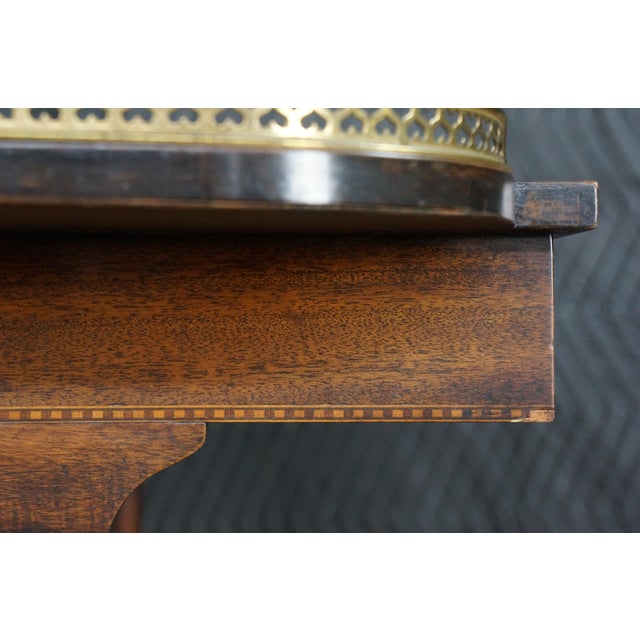 Antique English Regency Style Rosewood Mahogany & Brass Gallery Writing Table For Sale - Image 15 of 18