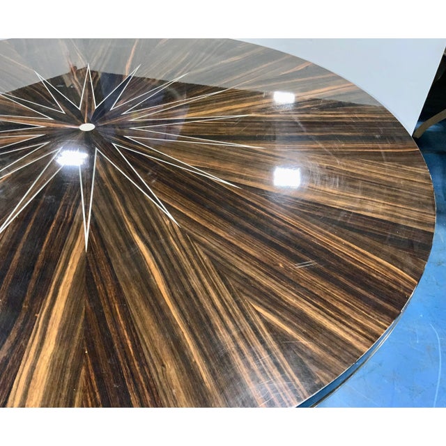 Modern Theodore Alexander Modern Lacquered Zebra Wood Starburst Dining Table as Is For Sale - Image 3 of 7