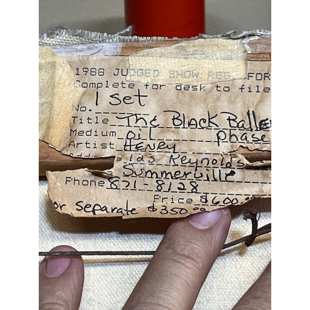 Black 1988 “The Black Ballerina” Signed Henry Original Oil Paintings — Pair For Sale - Image 8 of 11