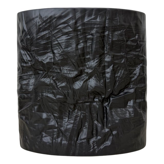 Bisque Black Porcelain Paper Relief Vase by Martin Freyer for Rosenthal, 1970s For Sale