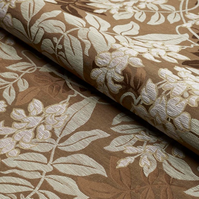 Schumacher SAMPLE - Schumacher Lucia Wisteria Fabric In Sable For Sale - Image 4 of 4