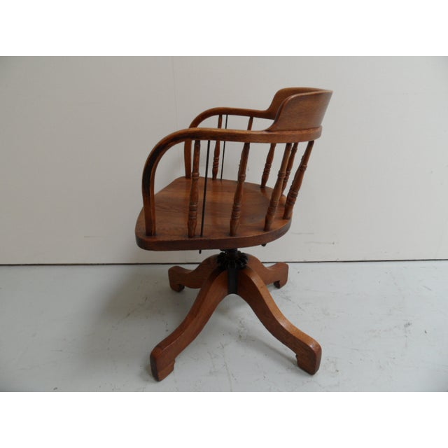 Antique Oak Rotating Desk Armchair, 1890s For Sale - Image 10 of 12