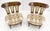 Pair of Tufted Seats Burl Wood Back Oval Seats Slipper Chairs on Caters MINT For Sale - Image 9 of 14