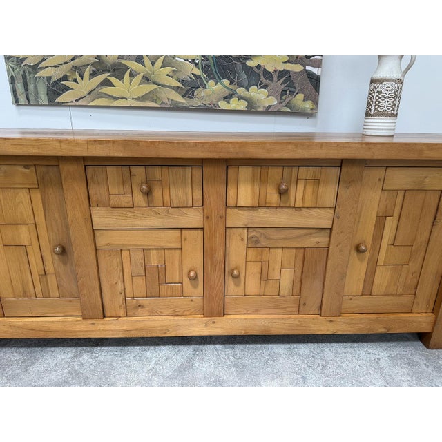 Tan Brutalist Elm Sideboard, 1970s For Sale - Image 8 of 15