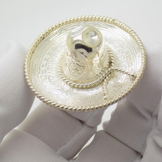 Vintage Mexican Handmade 925 Sterling Silver Sombrero, 1970s For Sale - Image 6 of 13