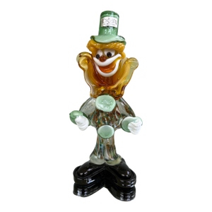 Vintage Tuscany Italian Hand-Blown Art Glass Clown Figurine With Aventurine Inclusions