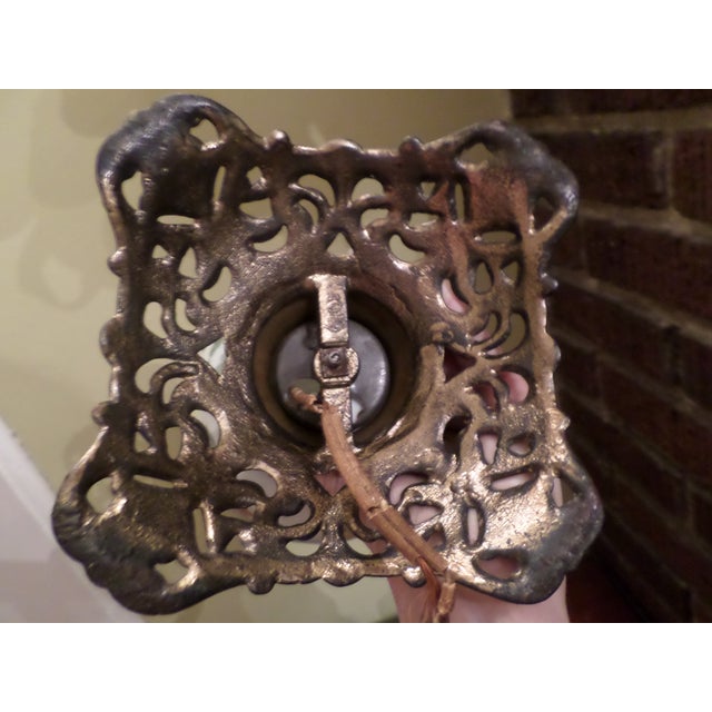 Antique GWTW Porcelain 20" Lamp & Ornate Brass Base W/ Hand Painted Cherubs For Sale - Image 10 of 10