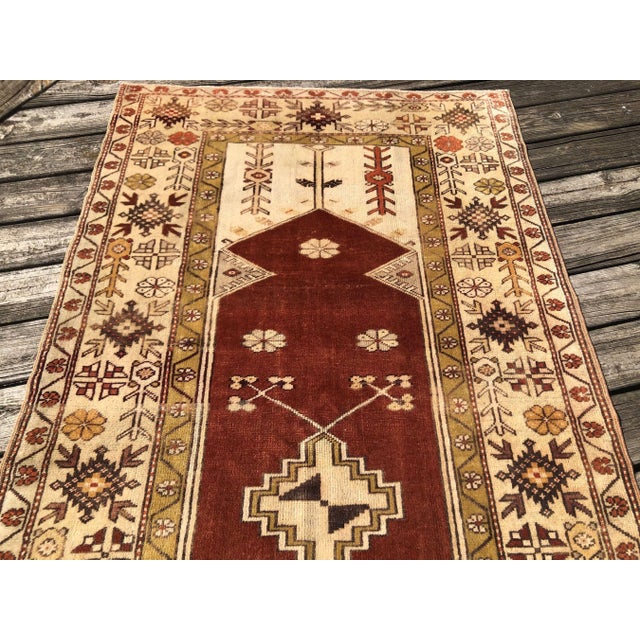 Turkish Vintage Turkish Rug Prayer Design | 3'9"x6'4" For Sale - Image 3 of 5