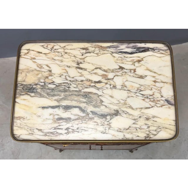 French Antique French Faux-Book Marble-Top Cabinet For Sale - Image 3 of 7