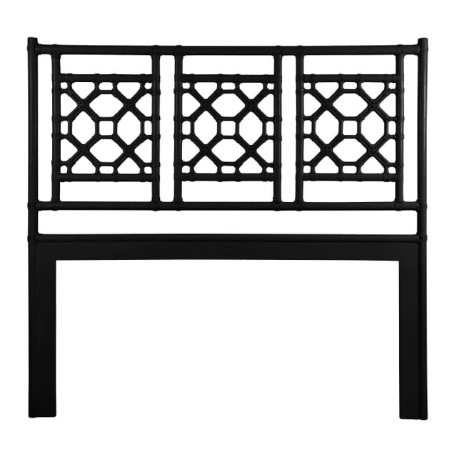 Chinoiserie Lattice Back Headboard Queen - Black For Sale - Image 3 of 3