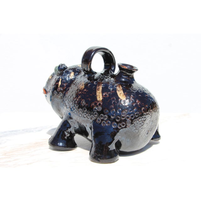 Ceramic 1900s Stunning Head Vase Frog Ewer Aquamanile, Earthenware, Portuguese For Sale - Image 7 of 13