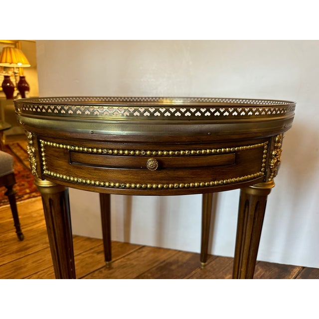 Brown Marble Top Mahogany Side Table With Brass Gallery and Mounts For Sale - Image 8 of 11