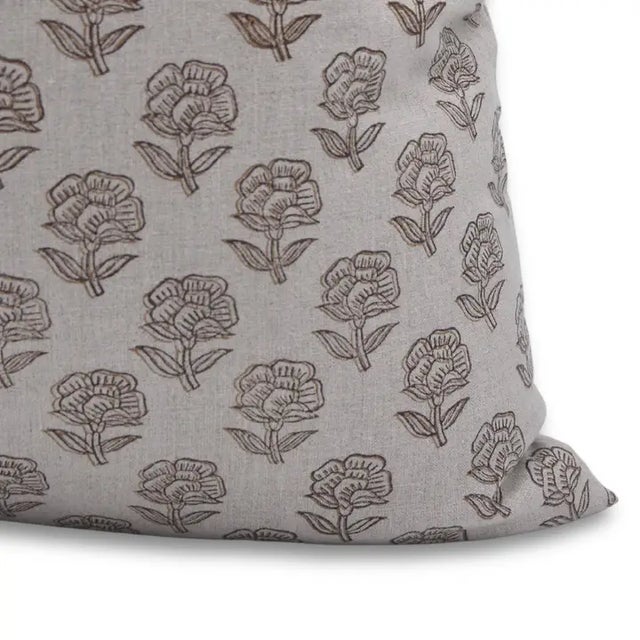 Fabdivine Handmade Block Printed Cushion Cover 16x16 Inch Pure Linen- Rohini For Sale - Image 4 of 4