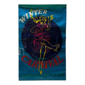 Original 1961 Dartmouth College Winter Carnival Cha Cha Dancer Skiing Ski Poster