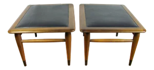 1964 Andre Bus for Lane Acclaim 900 Walnut Foot Stools Ottoman - A Pair