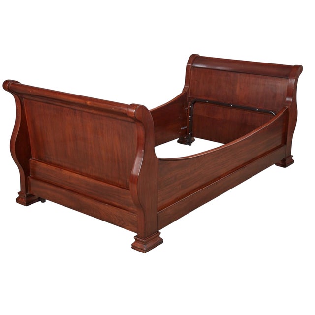 Antique Mahogany Empire Style Sleigh Daybed.