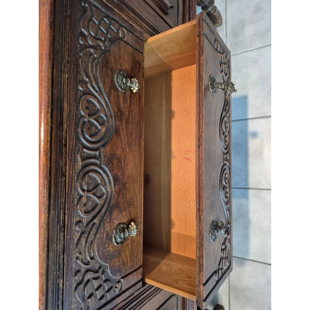 Wood 1920s Oak Jacobean Revival Buffet Sideboard For Sale - Image 7 of 11