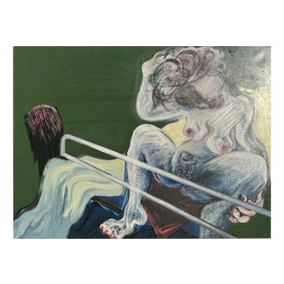 Henri Ren, Expressionist Portrait, 1983, Oil on Canvas, 130cm x 98cm For Sale