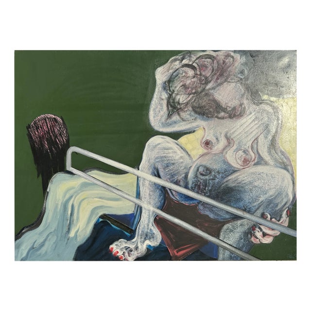 Henri Ren, Expressionist Portrait, 1983, Oil on Canvas, 130cm x 98cm For Sale