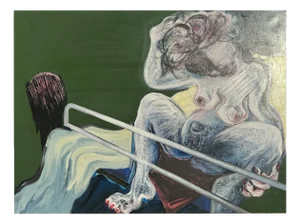 Henri Ren, Expressionist Portrait, 1983, Oil on Canvas, 130cm x 98cm