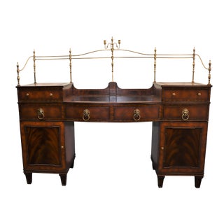 Maitland Smith Regency Style Mahogany & Leather Sideboard For Sale